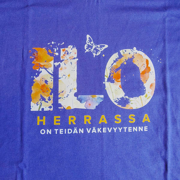 T-paita "Ilo Herrassa" (Violetinsininen, M-koko) - OUTLET