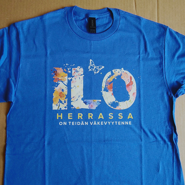 T-paita "Ilo Herrassa" (Sininen, M-koko) - OUTLET