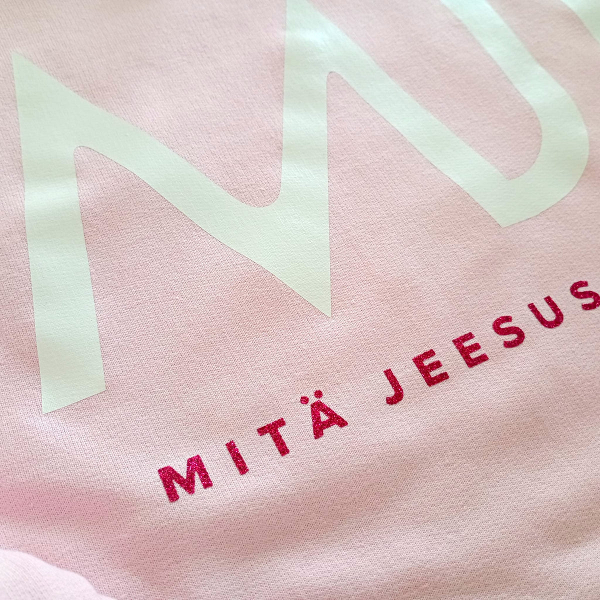 Huppari "MJT Mitä Jeesus tekisi?" - Vaaleanpunainen, M-koko