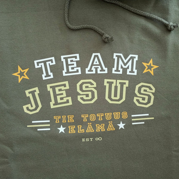 Huppari "Team Jesus" - Maastonvihreä, XL-koko