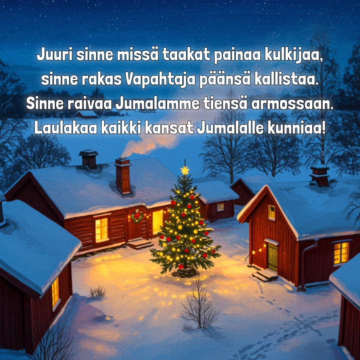 Joulukortti "Juuri sinne missä taakat"