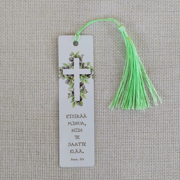 Kirjanmerkki "Etsikää minua"