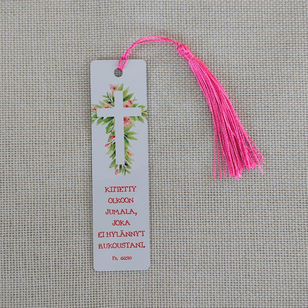 Kirjanmerkki "Kiitetty olkoon Jumala"